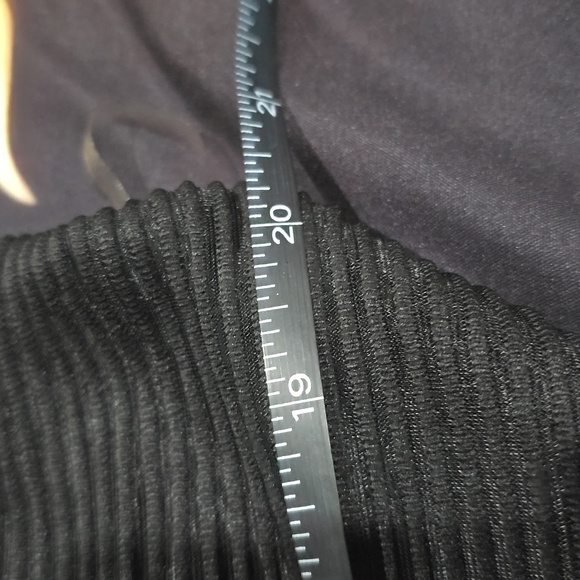 Midi Dress – Bebe – Black – Back Cowl Neck Open Back Striped Sheer Overlay – 12 - Picture 7 of 9